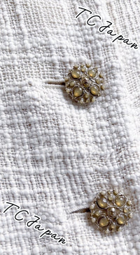 CHANEL 12PF Ivory Gripoix Button Cotton Tweed Jacket 36 38 シャネル ジャケット CHANEL 12PF アイボリー グリポア宝石ボタン コットン ツイード 36 38