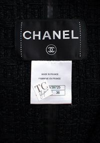 CHANEL 16C Little Black Cotton Tweed Collarless Jacket Karl Lagerfeld 10