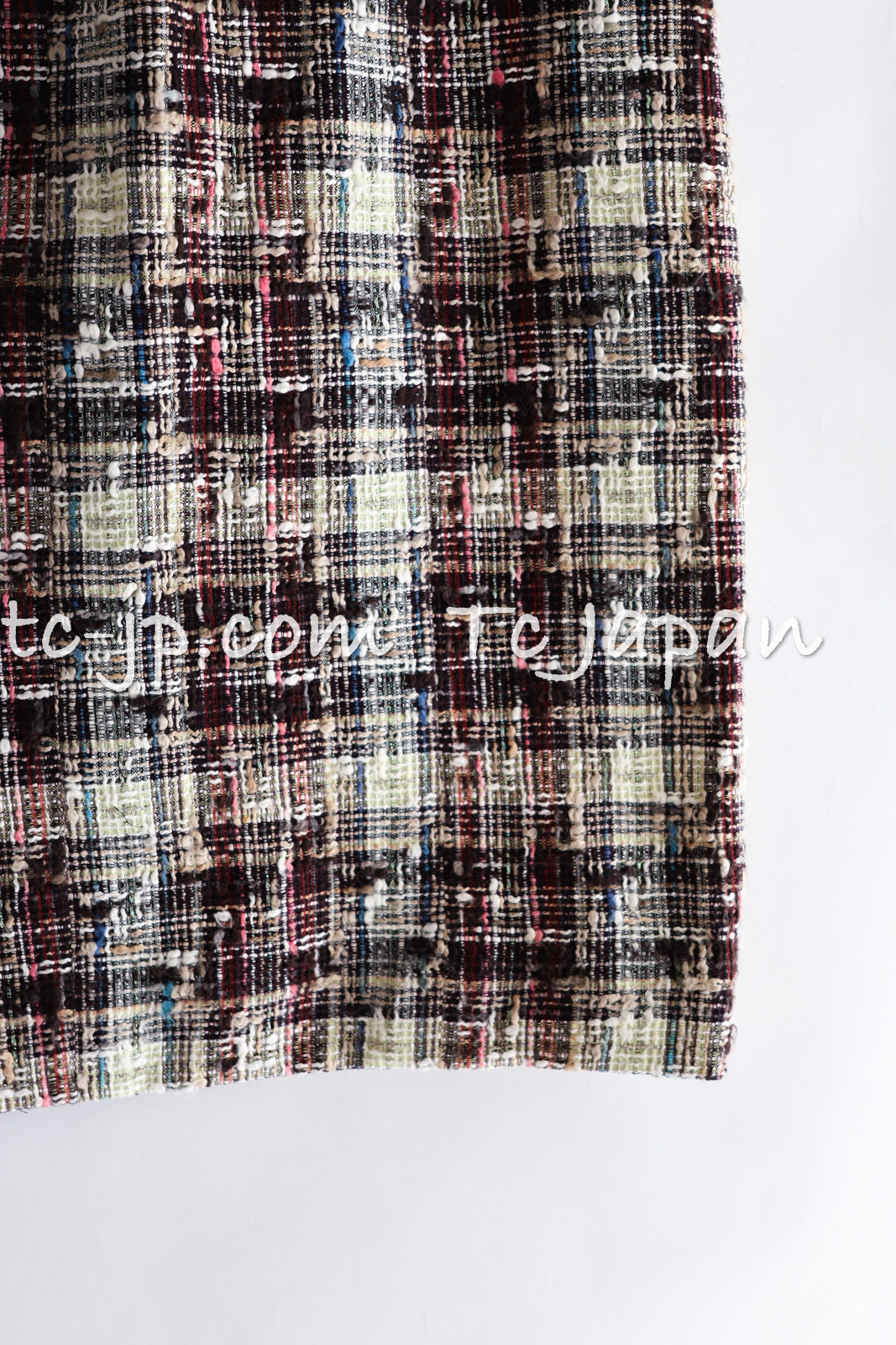 CHANEL 08C Beige Maroon Red Multicolor Tweed Skirt 36 シャネル ベージュ マルーン レッド マルチカラー ツイード スカート 即発