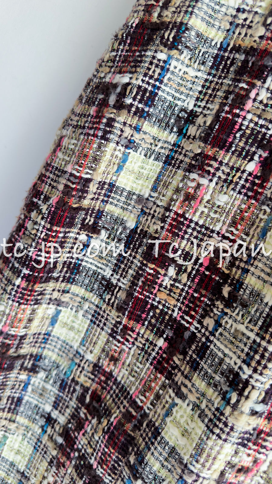 CHANEL 08C Beige Maroon Red Multicolor Tweed Skirt 36 シャネル ベージュ マルーン レッド マルチカラー ツイード スカート 即発