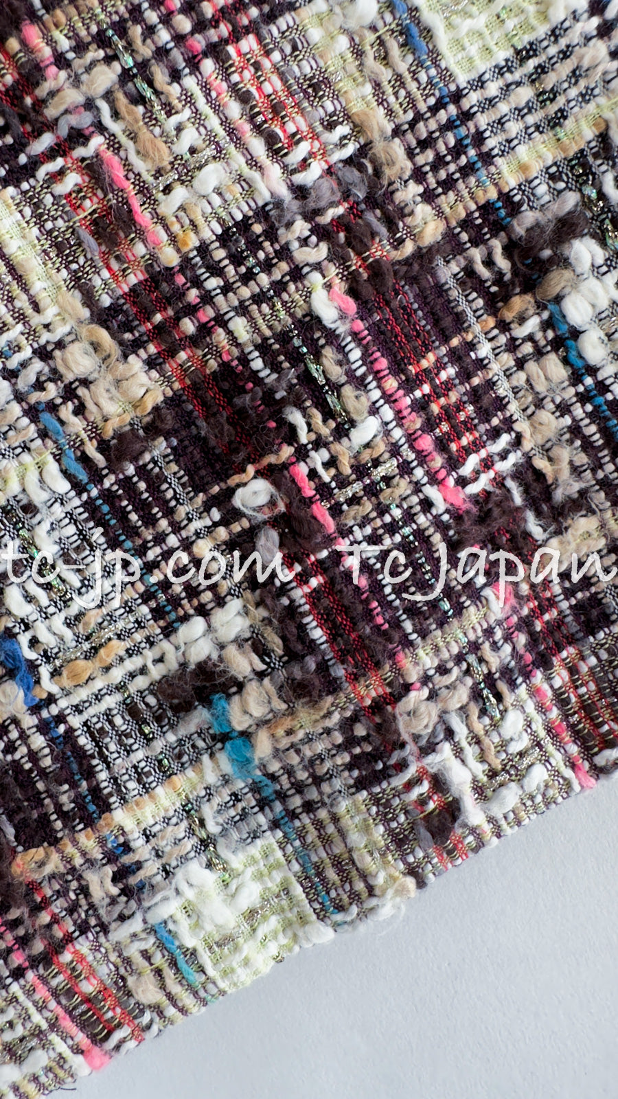 CHANEL 08C Beige Maroon Red Multicolor Tweed Skirt 36 シャネル ベージュ マルーン レッド マルチカラー ツイード スカート 即発