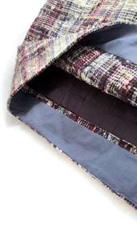 CHANEL 08C Beige Maroon Red Multicolor Tweed Skirt 36 シャネル ベージュ マルーン レッド マルチカラー ツイード スカート 即発