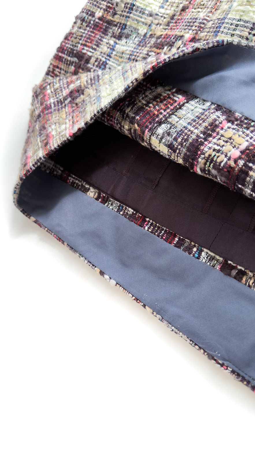 CHANEL 08C Beige Maroon Red Multicolor Tweed Skirt 36 シャネル ベージュ マルーン レッド マルチカラー ツイード スカート 即発