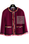 CHANEL 14A Wine Magenta Plum Wool Tweed Zipper Jacket 36 シャネル ワイン マゼンタ プラム ウール ツイード ジッパー ジャケット 即発