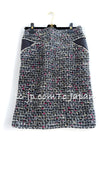 CHANEL 10A Black Ivory Multicolor Tweed Skirt 42 シャネル ブラック アイボリー マルチカラー ミックス ツイード スカート 即発