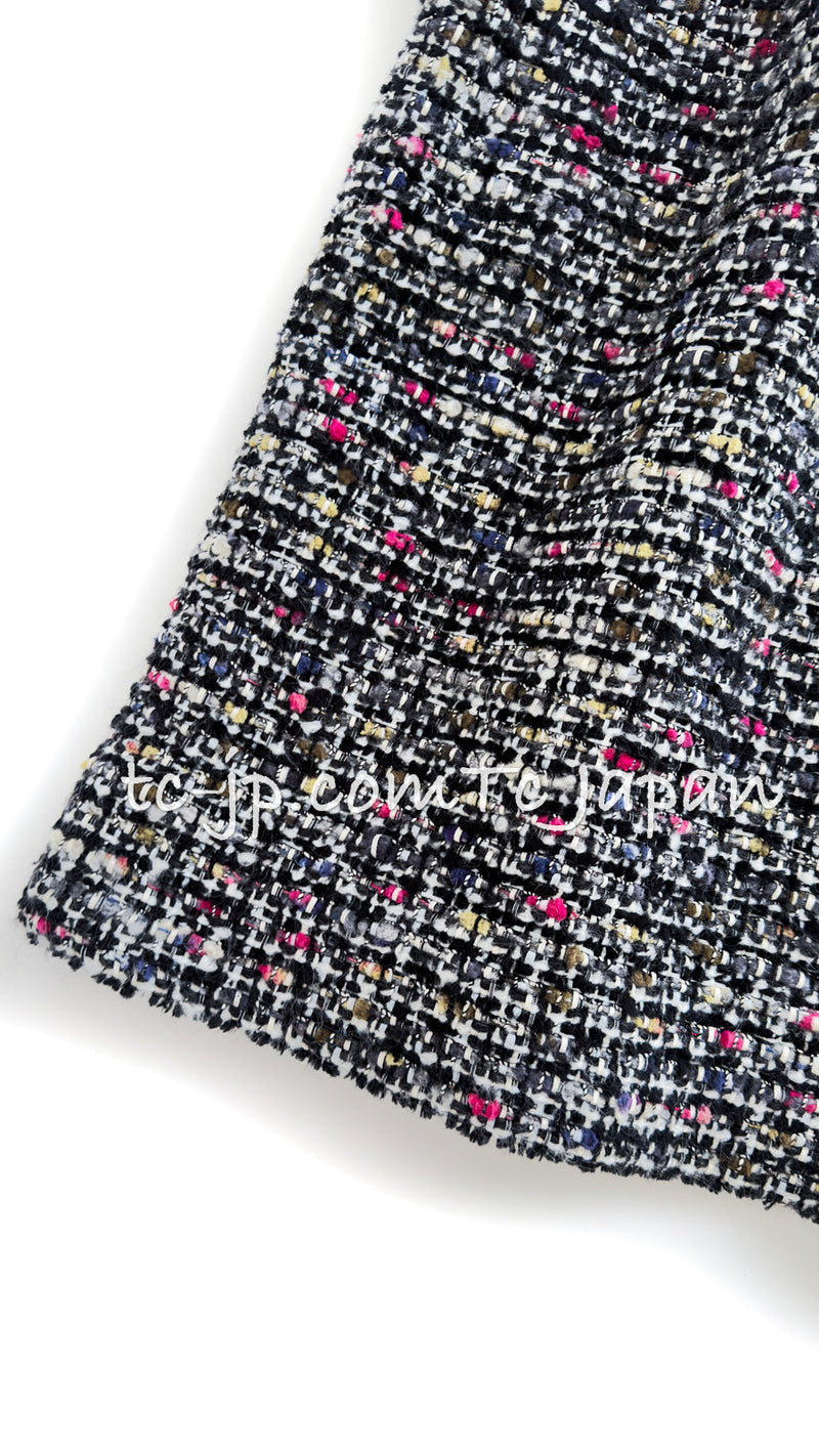 CHANEL 10A Black Ivory Multicolor Tweed Skirt 42 シャネル ブラック アイボリー マルチカラー ミックス ツイード スカート 即発