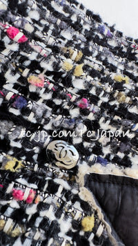 CHANEL 10A Black Ivory Multicolor Tweed Skirt 42 シャネル ブラック アイボリー マルチカラー ミックス ツイード スカート 即発