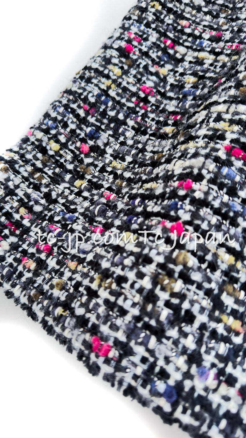 CHANEL 10A Black Ivory Multicolor Tweed Skirt 42 シャネル ブラック アイボリー マルチカラー ミックス ツイード スカート 即発