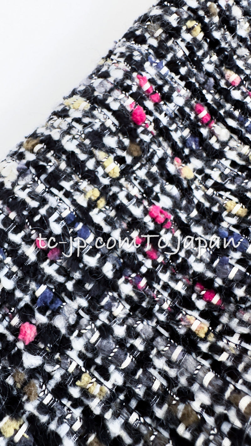 CHANEL 10A Black Ivory Multicolor Tweed Skirt 42 シャネル ブラック アイボリー マルチカラー ミックス ツイード スカート 即発