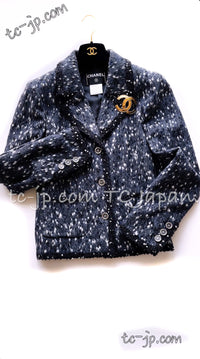 CHANEL Jacket 01A Navy Dark Gray Wool Tweed 38 40 42 | HK