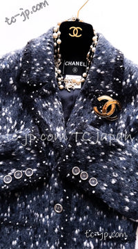 CHANEL Jacket 01A Navy Dark Gray Wool Tweed 38 40 42 | HK