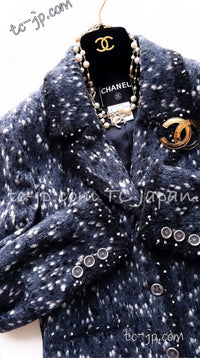 CHANEL Jacket 01A Navy Dark Gray Wool Tweed 38 40 42 | HK