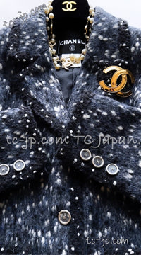 CHANEL Jacket 01A Navy Dark Gray Wool Tweed 38 40 42 | HK