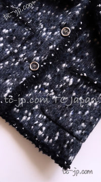 CHANEL Jacket 01A Navy Dark Gray Wool Tweed 38 40 42 | HK