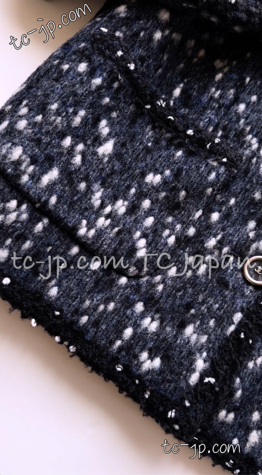 CHANEL Jacket 01A Navy Dark Gray Wool Tweed 38 40 42 | HK