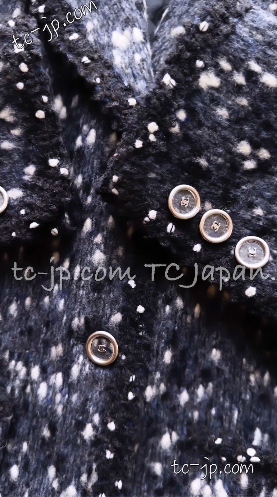 CHANEL Jacket 01A Navy Dark Gray Wool Tweed 38 40 42 | HK