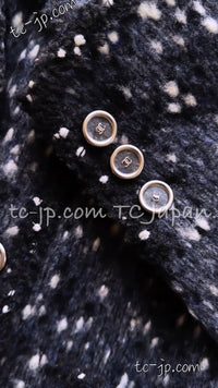 CHANEL Jacket 01A Navy Dark Gray Wool Tweed 38 40 42 | HK