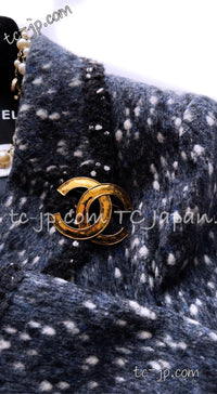 CHANEL Jacket 01A Navy Dark Gray Wool Tweed 38 40 42 | HK