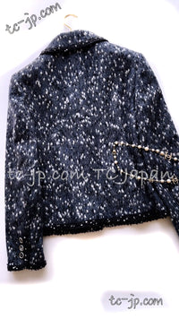 CHANEL Jacket 01A Navy Dark Gray Wool Tweed 38 40 42 | HK