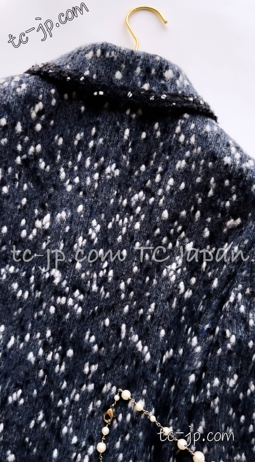 CHANEL Jacket 01A Navy Dark Gray Wool Tweed 38 40 42 | HK