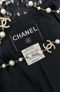 CHANEL Jacket 01A Navy Dark Gray Wool Tweed 38 40 42 | HK