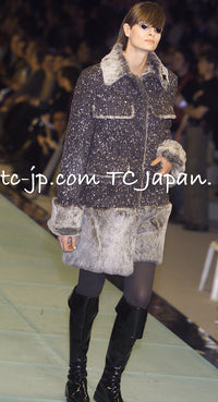 CHANEL Jacket 01A Navy Dark Gray Wool Tweed 38 40 42 | HK