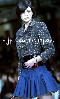 CHANEL Jacket 01A Navy Dark Gray Wool Tweed 38 40 42 | HK