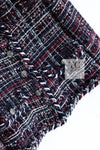 CHANEL 08A Red Navy Cotton Silk Lesage Tweed Jacket Skirt Suit 36 38 シャネル レッド ネイビー コットン シルク ルサージュ ツイード ジャケット スカート スーツ 即発