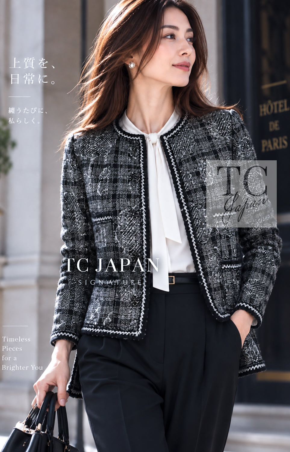 CHANEL 06PF Camellia Gray Navy Cotton Silk Gripoix Button Collarless Tweed Jacket 34 11