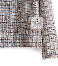 CHANEL 04S Beige Brown Ivory Silk Wool Tweed Jacket 38 シャネル ベージュ ブラウン アイボリー シルク ウール ツイード ジャケット 即発