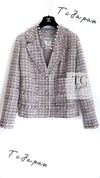 CHANEL 04S Beige Brown Ivory Silk Wool Tweed Jacket 38 シャネル ベージュ ブラウン アイボリー シルク ウール ツイード ジャケット 即発