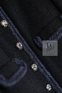 CHANEL 13A Little Black Jacket Navy Braid Trim Wool Silk Tweed 36 38 シャネル リトル ブラック ジャケット ネイビー ブレイド トリム ウール シルク ツイード 女優 チェ・ジュウ 即発