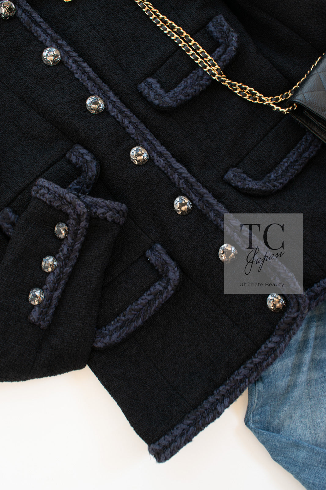 シャネル リトル ブラック ジャケット CHANEL ネイビー ブレイド