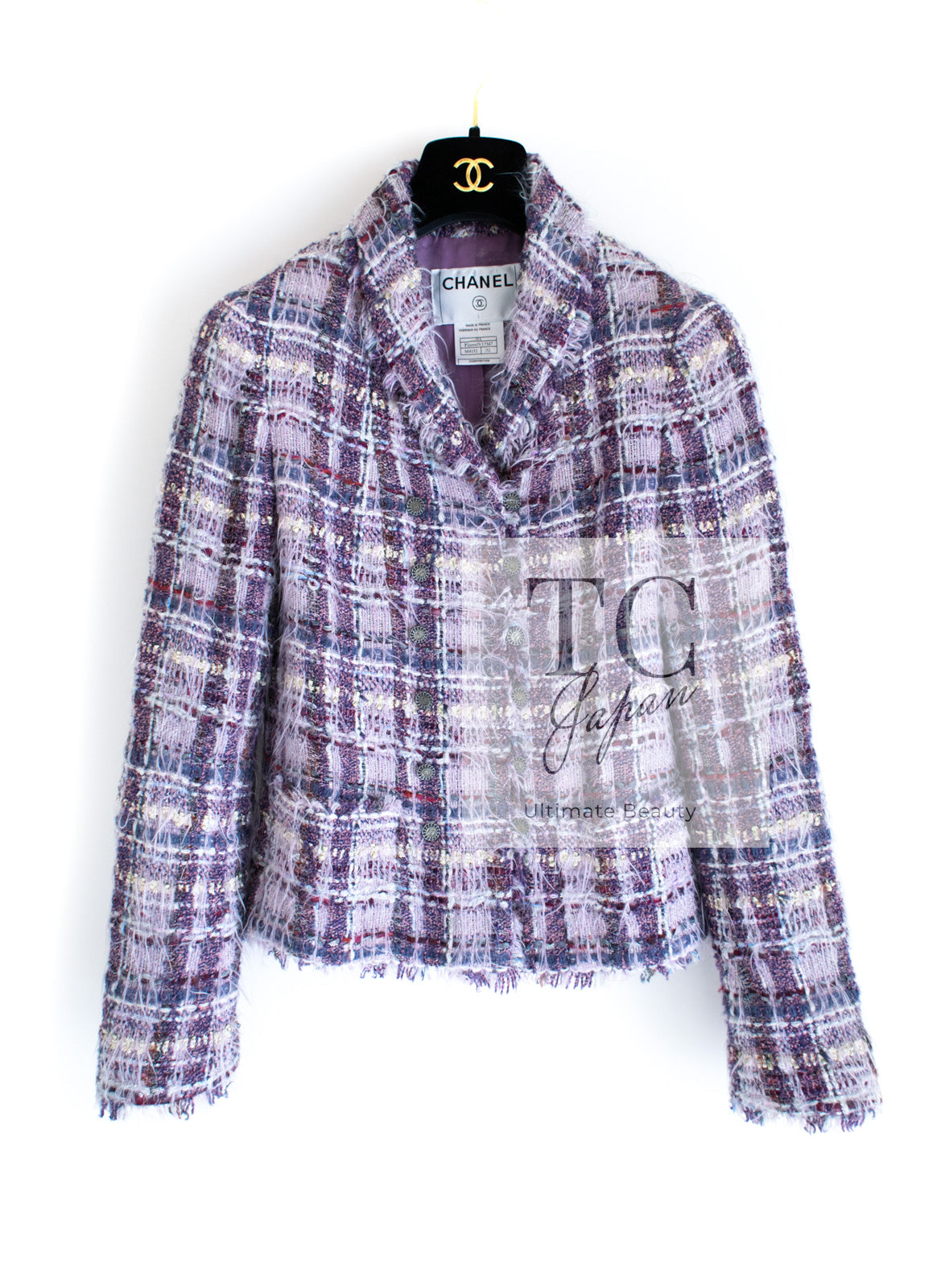 シャネル CHANEL 紫 パープル ウール ジャケット 38号