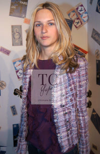 CHANEL 05A Purple Lavender Wool Soft Lesage Tweed Jacket Skirt Suit 38 40 42 シャネル パープル ラベンダー ソフト ウール ルサージュ ツイード ジャケット スカート スーツ 即発