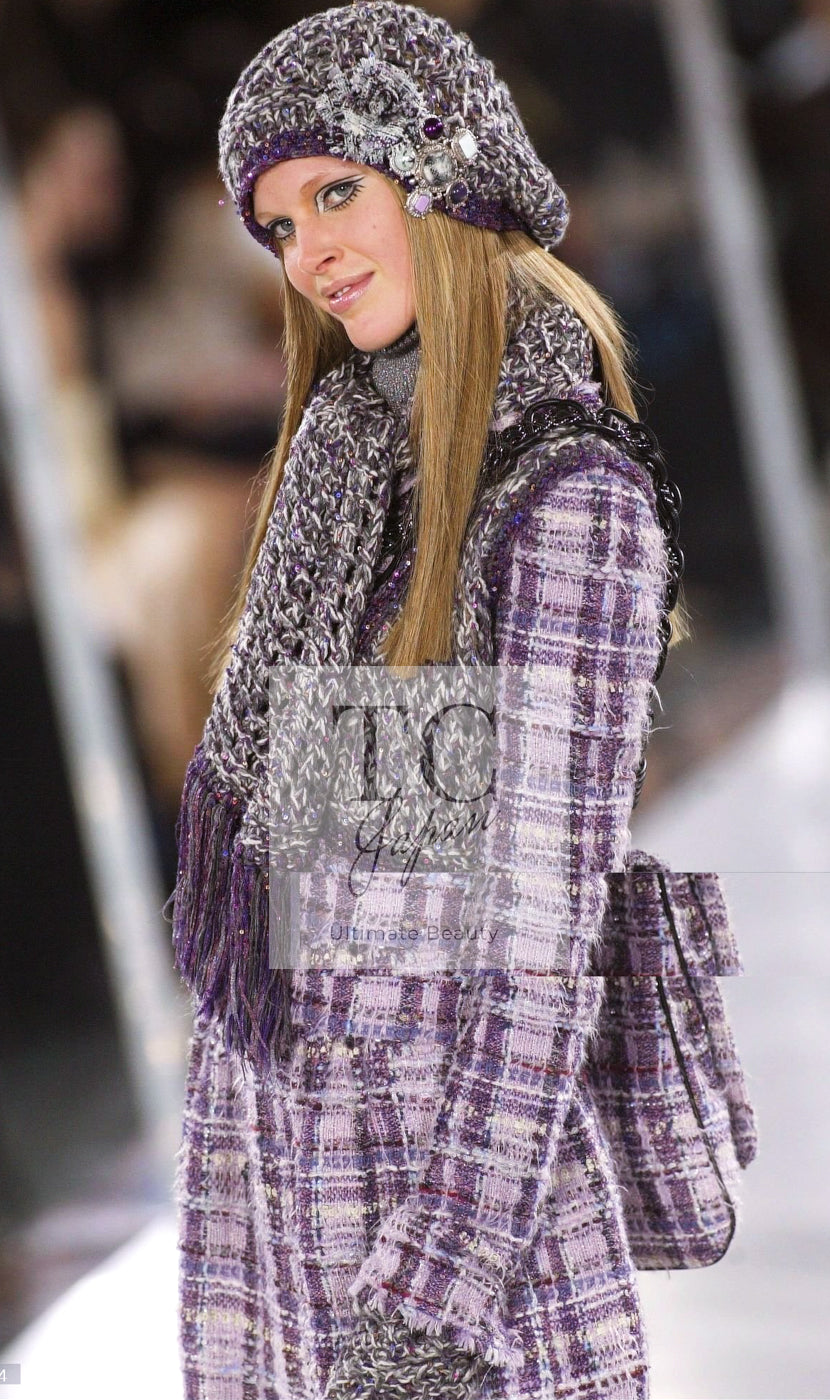 CHANEL 05A Purple Lavender Wool Soft Lesage Tweed Jacket Skirt Suit 38 40 42 シャネル パープル ラベンダー ソフト ウール ルサージュ ツイード ジャケット スカート スーツ 即発