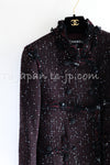 CHANEL 07PF Plum Burgundy Sequin Tweed Jacket Coat Skirt Suit 38 40 シャネル プラム バーガンディー スパンコール ツイード ジャケット コート スカート スーツ 即発