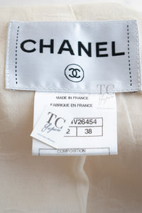CHANEL 12PF Ivory Silver Metallic Trim Silk Wool Tweed Jacket 38 シャネル アイボリー シルバー メタリック トリム シルク ウール ツイード ジャケット 即発