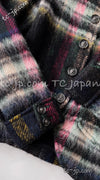 CHANEL 13PF Green Mix Wool Alpaca Mohair Checked Jacket 36 シャネル グリーン ミックス ウール アルパカ モヘア チェック ジャケット 即発