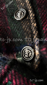 CHANEL 13PF Green Mix Wool Alpaca Mohair Checked Jacket 36 シャネル グリーン ミックス ウール アルパカ モヘア チェック ジャケット 即発