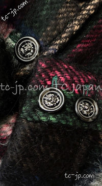 CHANEL 13PF Green Mix Wool Alpaca Mohair Checked Jacket 36 シャネル グリーン ミックス ウール アルパカ モヘア チェック ジャケット 即発