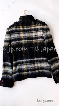 CHANEL 13PF Green Mix Wool Alpaca Mohair Checked Jacket 36 シャネル グリーン ミックス ウール アルパカ モヘア チェック ジャケット 即発