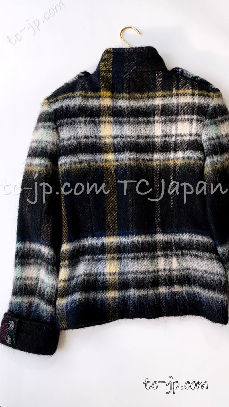 CHANEL 13PF Green Mix Wool Alpaca Mohair Checked Jacket 36 シャネル グリーン ミックス ウール アルパカ モヘア チェック ジャケット 即発