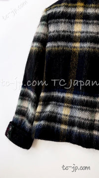 CHANEL 13PF Green Mix Wool Alpaca Mohair Checked Jacket 36 シャネル グリーン ミックス ウール アルパカ モヘア チェック ジャケット 即発