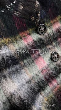 CHANEL 13PF Green Mix Wool Alpaca Mohair Checked Jacket 36 シャネル グリーン ミックス ウール アルパカ モヘア チェック ジャケット 即発