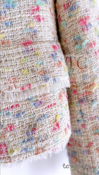 CHANEL 04A Ivory Multi Cashmere Lining Tweed Jacket 36 シャネル アイボリー カシミア 裏地 マルチカラー ツイード ジャケット 即発