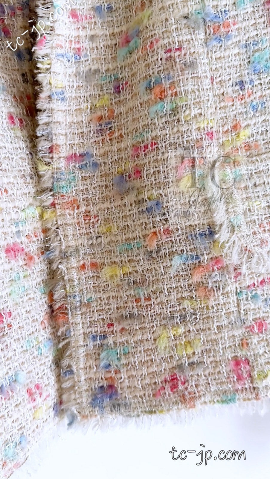 CHANEL 04A Ivory Multi Cashmere Lining Tweed Jacket 36 シャネル アイボリー カシミア 裏地 マルチカラー ツイード ジャケット 即発