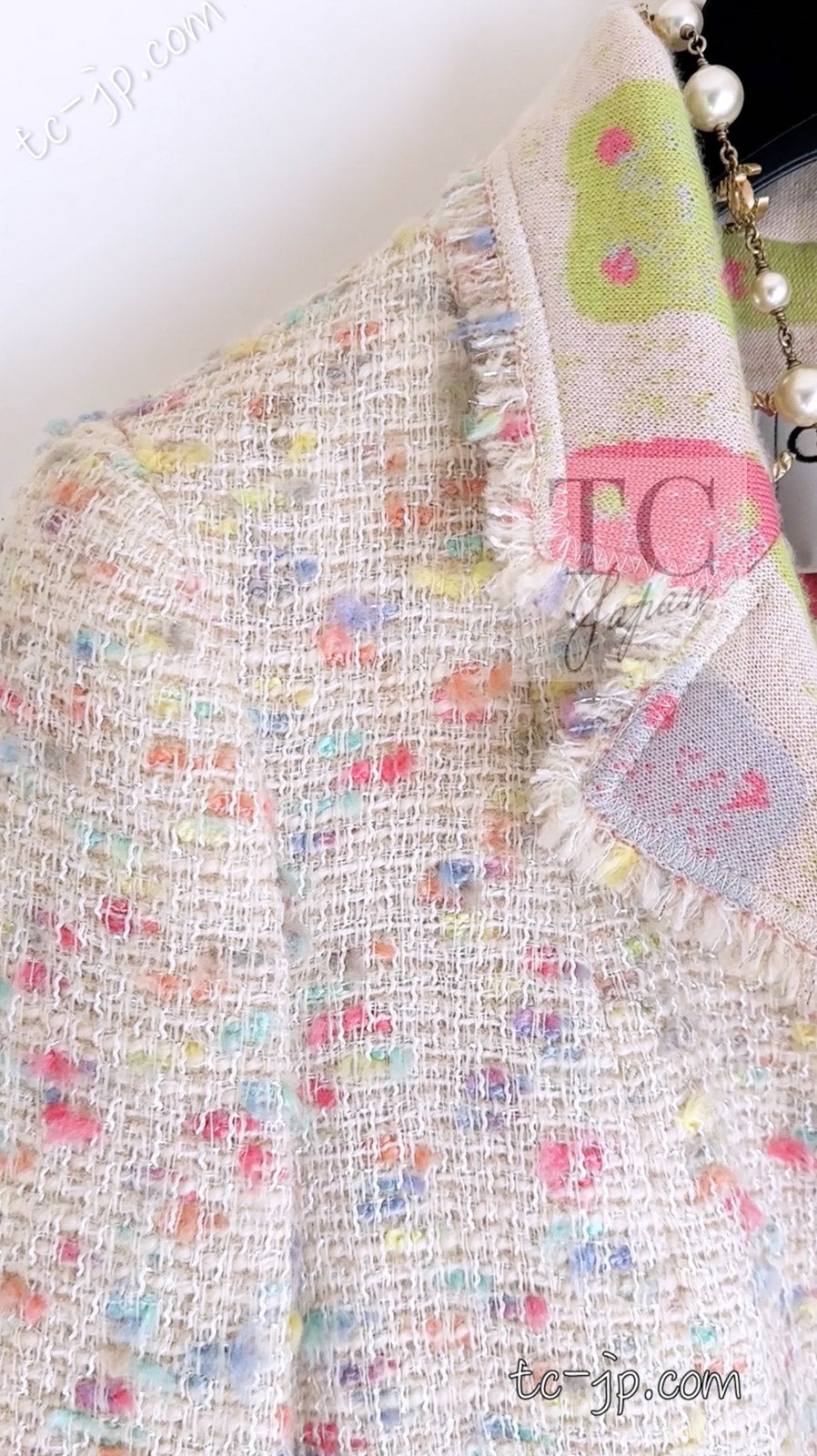 CHANEL 04A Ivory Multi Cashmere Lining Tweed Jacket 36 シャネル アイボリー カシミア 裏地 マルチカラー ツイード ジャケット 即発