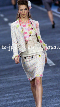 CHANEL 04A Ivory Multi Cashmere Lining Tweed Jacket 36 シャネル アイボリー カシミア 裏地 マルチカラー ツイード ジャケット 即発