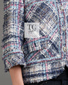 CHANEL 07S Blue Denim Pink Ribbon Mix Cotton Lesage Tweed Jacket 38 シャネル ブルー デニム ピンク リボン ミックス コットン ルサージュ ジャケット 即発